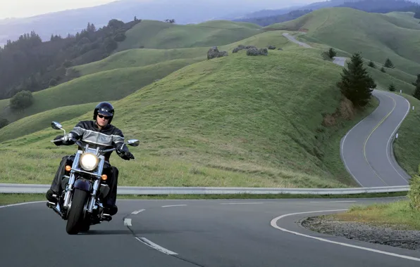 Road, Serpentine, Motorcycle, Harley Davidson