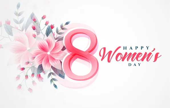 Flowers, holiday, spring, figure, March 8, date, congratulations, postcard
