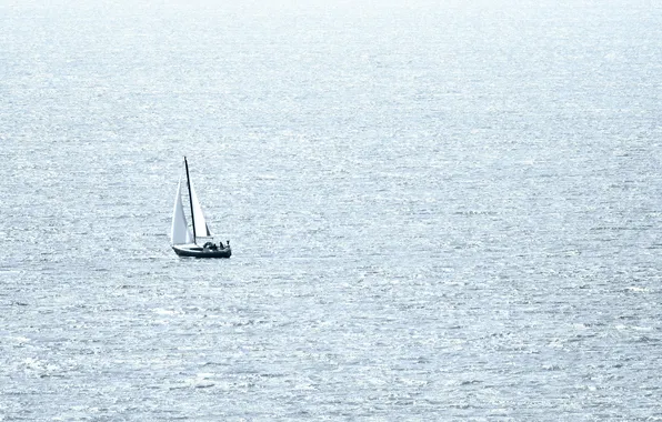 Light, the way, movement, the ocean, the wind, yacht, horizon, silhouette