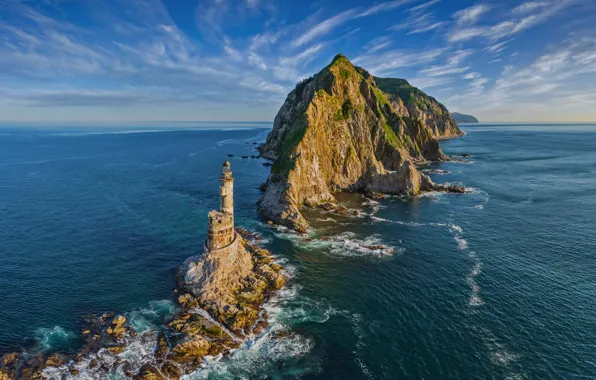 Sea, water, lighthouse, Russia, Russia, lighthouse, Sakhalin, Sakhalin