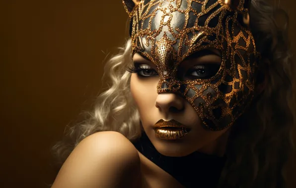 Look, girl, decoration, face, pose, style, gold, portrait