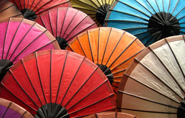 Picture color, paint, rainbow, umbrellas, palette