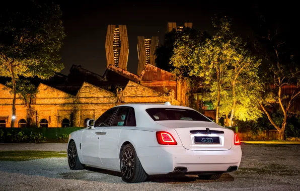 Rolls Royce, Ghost, White, Side, Luxury, Rear, Rolls Royce Ghost, Black Badge