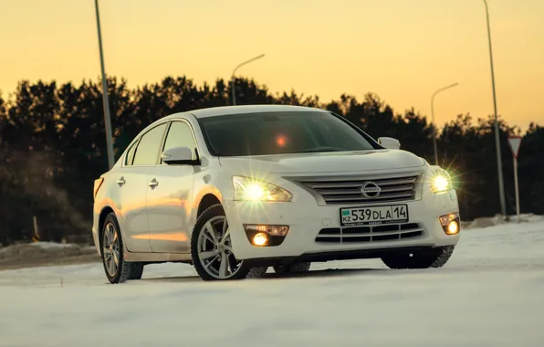 Winter, machine, light, photo, transport, lights, the hood, white