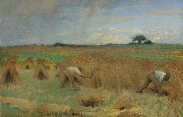 Picture landscape, picture, Reaper, George Clausen, George Clausen