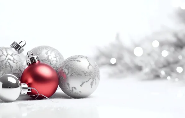 Balls, Christmas, red, white background, New year, white, Christmas decorations, AI art