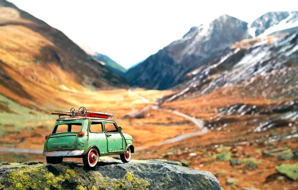 Road, mountains, stones, machine, The long windy road