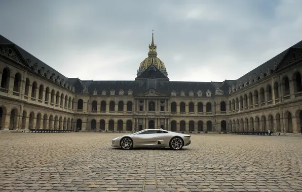 Paris, Jaguar, the sidewalk, Jaguar C-X75, Paris Auto Show