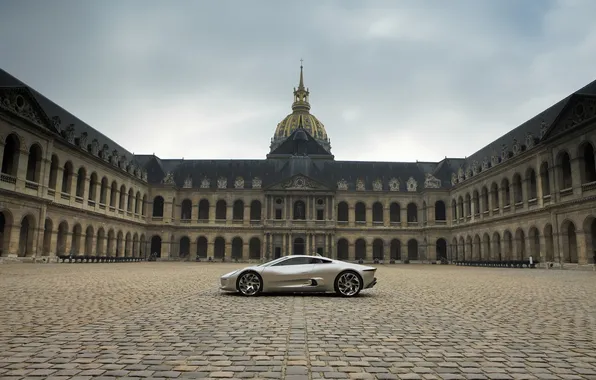 Picture Paris, Jaguar, the sidewalk, Jaguar C-X75, Paris Auto Show