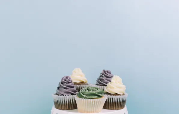 Plate, cream, dessert, cupcakes, Cupcakes