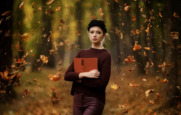 Picture autumn, leaves, Disha Shemetova, Ilya Garbuzov, Girl Autumn