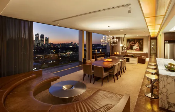 Interior, kitchen, megapolis, living room, Suite, modern, dining room