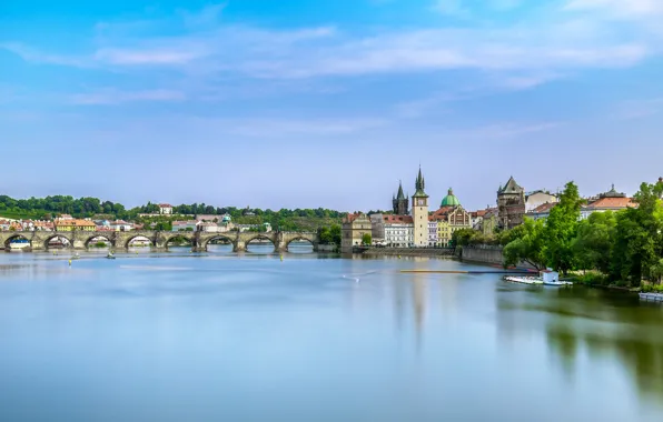 Bridge, river, Prague, Czech Republic, Prague, Charles bridge, Czech Republic, Charles Bridge