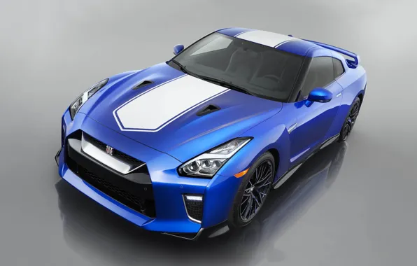 Picture Blue, 50th Anniversary Edition, Japan Car, White Stripes, 2020 Nissan GT-R