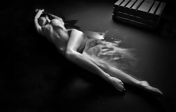 Chest, b/W, legs, naked girl, Anna Race
