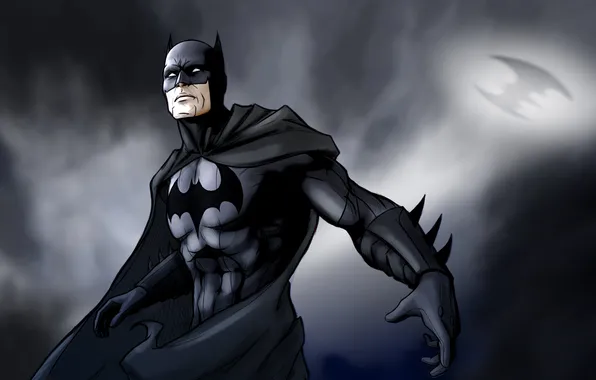 Picture clouds, darkness, batman, sign, Batman, costume