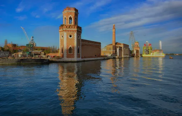 Tower, Italy, Venice, channel, Arsenal