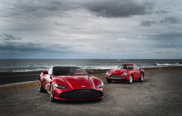 Aston Martin, red, on the shore, Zagato, 2020, DB4 GT Zagato Continuation, DBS GT Zagato