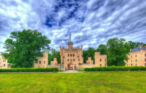 The sky, clouds, trees, nature, castle, HDR, Germany, Germany
