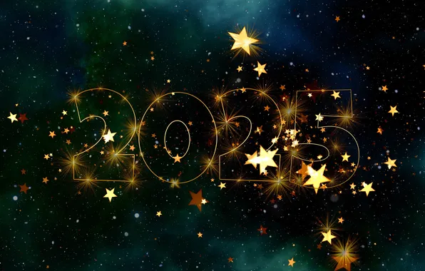 The sky, space, stars, night, the dark background, figures, New year, date