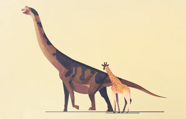 Picture style, dinosaur, minimalism, art, giraffe, giant, style, art