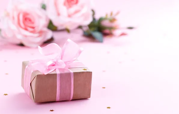 Holiday, box, gift, roses, bouquet