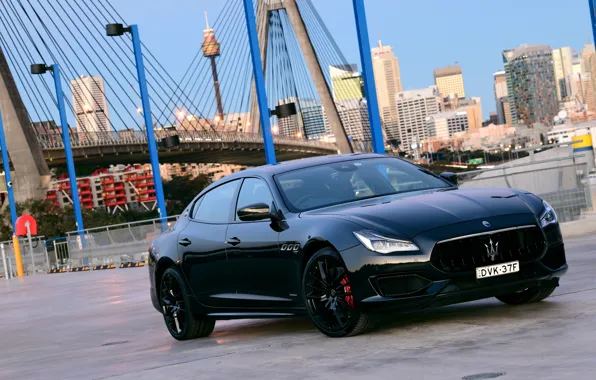 Bridge, Maserati, Quattroporte, the evening, 2018, GTS, AU-spec, GranSport