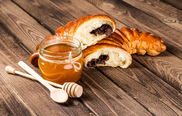 Table, honey, croissant