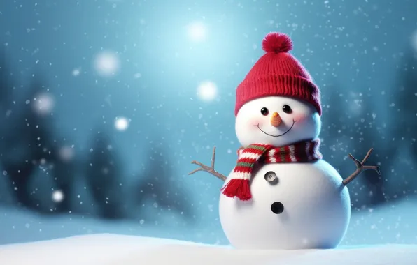 Winter, snow, Christmas, New year, snowman, Christmas, winter, snow