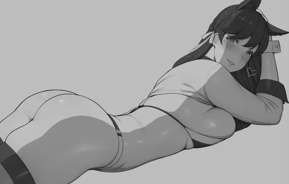 Girl, sexy, ass, cleavage, thighhighs, long hair, boobs, animal ears
