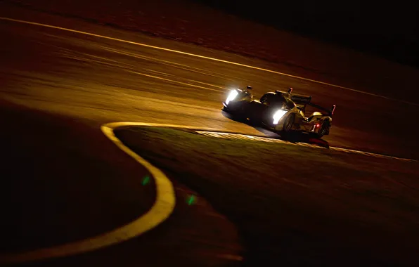 Grass, asphalt, light, night, Audi, lights, track, race