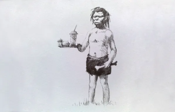 Picture pencil, lunch, McDonald's, Neanderthal