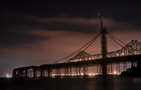 California, CA, night, san francisco, bay bridge