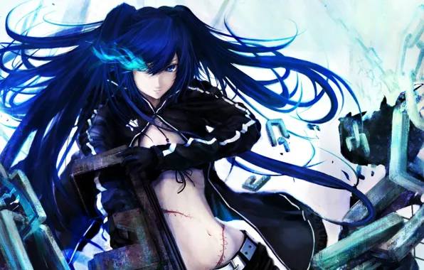 Picture girl, weapons, anime, Black Rock Shooter