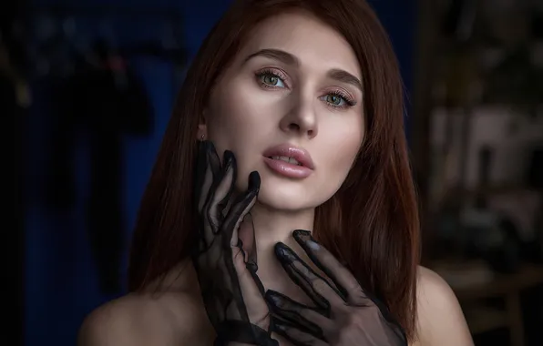 Girl, sweetheart, model, Face, Wallpaper, Gloves, Portrait, brown hair