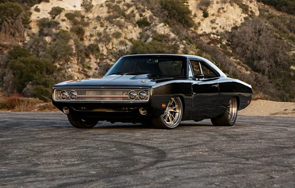 Road, mountains, dodge, charger, custom