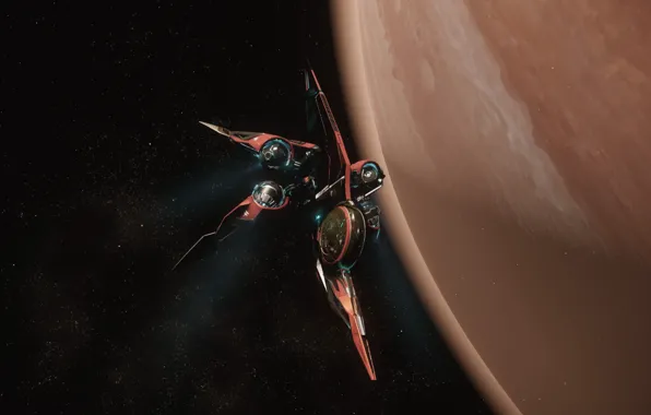Space, surface, planet, starship, Star Citizen, Khartu-Al