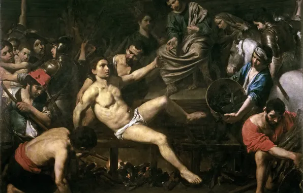 Picture picture, religion, genre, mythology, The Martyrdom Of St. Lawrence, Valentin de Boulogne