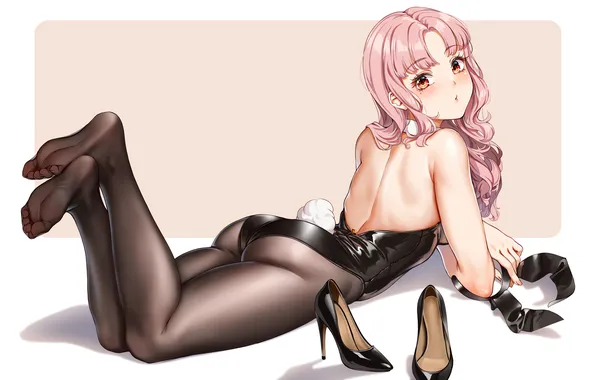 Girl, sexy, ass, pink hair, long hair, legs, anime, beautiful