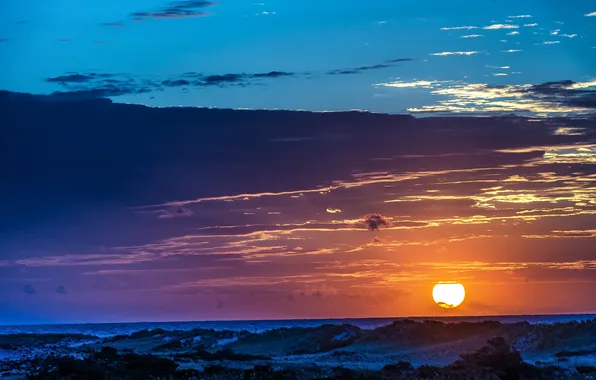Sea, landscape, sunset