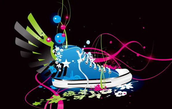Picture shoes, sneakers, art, different