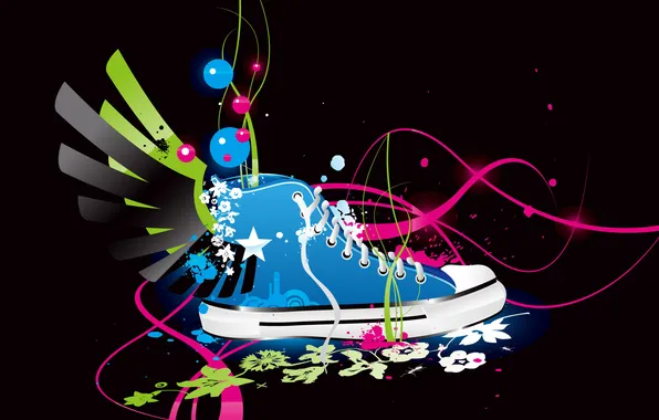 Shoes, sneakers, art, different