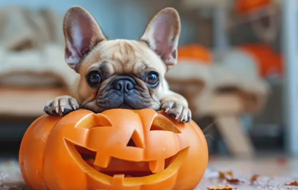 Autumn, holiday, legs, dog, pumpkin, pumpkin, Halloween, Halloween