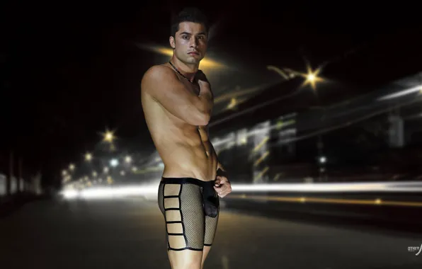Night, the city, man, male, briefs, guy, sexy, muscle