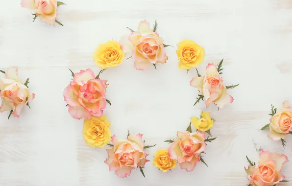 Wood, flowers, roses