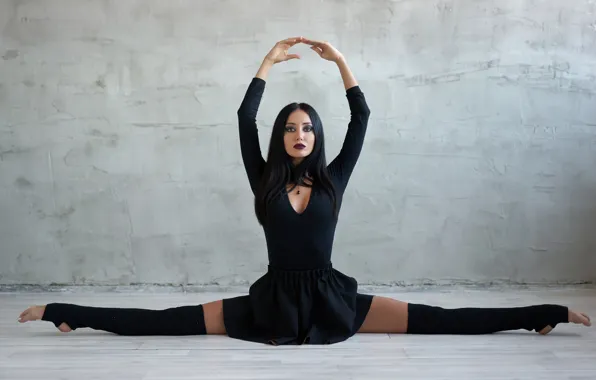 Look, face, flexibility, brunette, beauty, Veronika, stretching