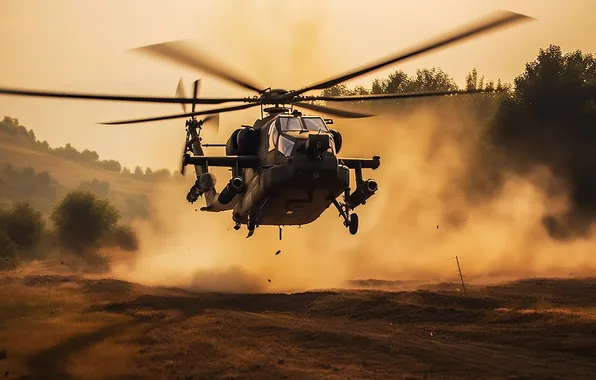 Dust, Trees, Helicopter, Digital art, AI art, The Art of Artificial Intelligence, Neural network