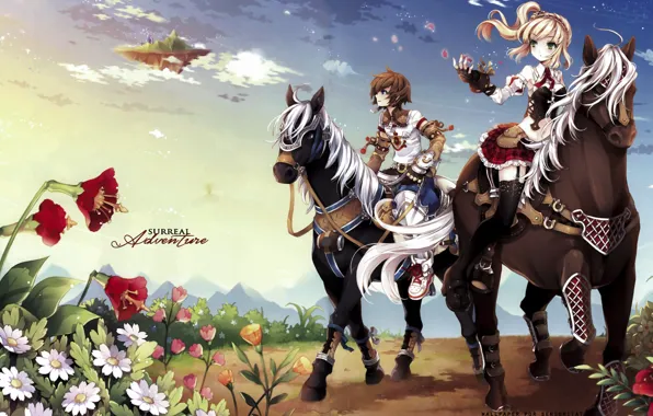 Picture horse, the game, anime, art, girl, guy, two, Surreal Adventure - Minitokyo