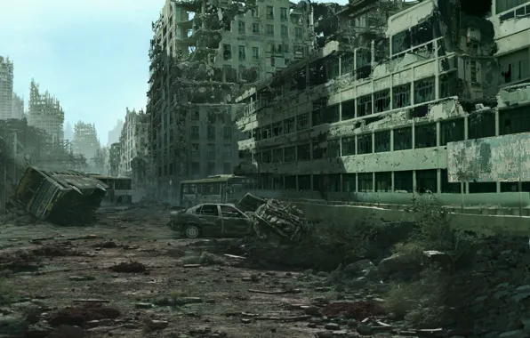 Picture the city, devastation, ruins, postapokalipsis