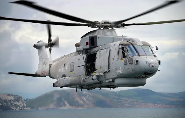 Helicopter, With, The Royal Navy, Royal Navy, AgustaWestland AW101, Merlin HM.Mk 1